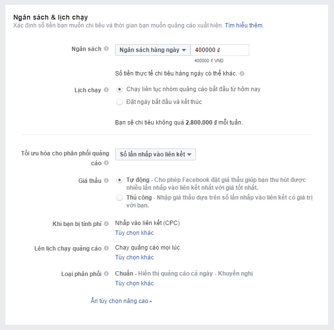 Facebook Ads - bước 3.3